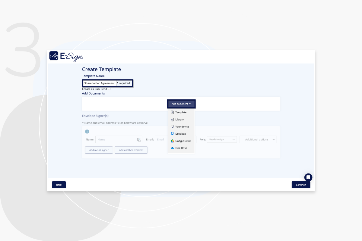 Creating and Saving Documents Templates with E-Sign