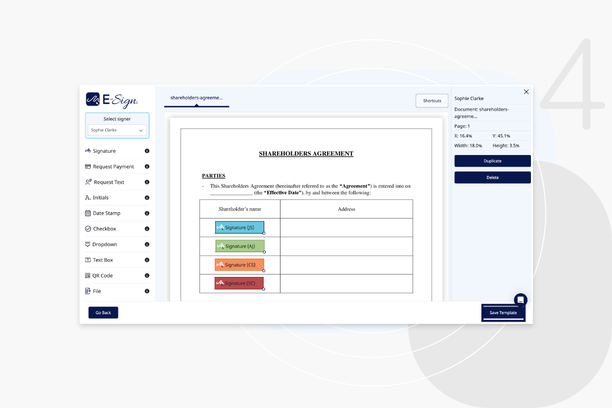 Creating and Saving Documents Templates with E-Sign