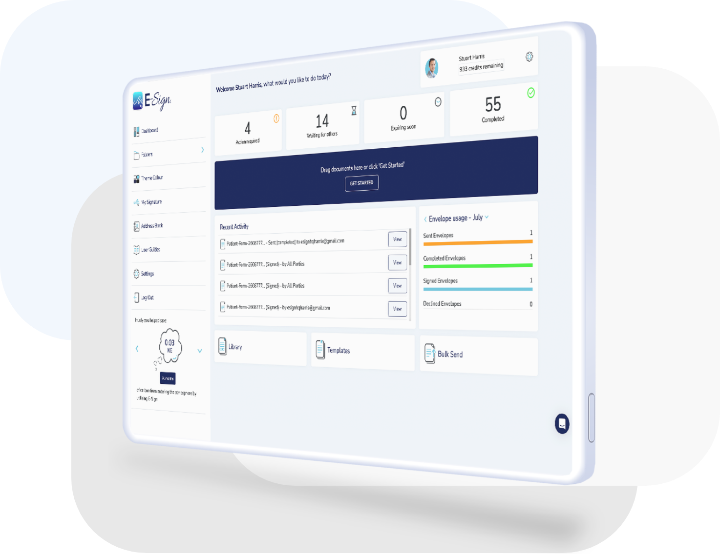 eSign Account Dashboard Features