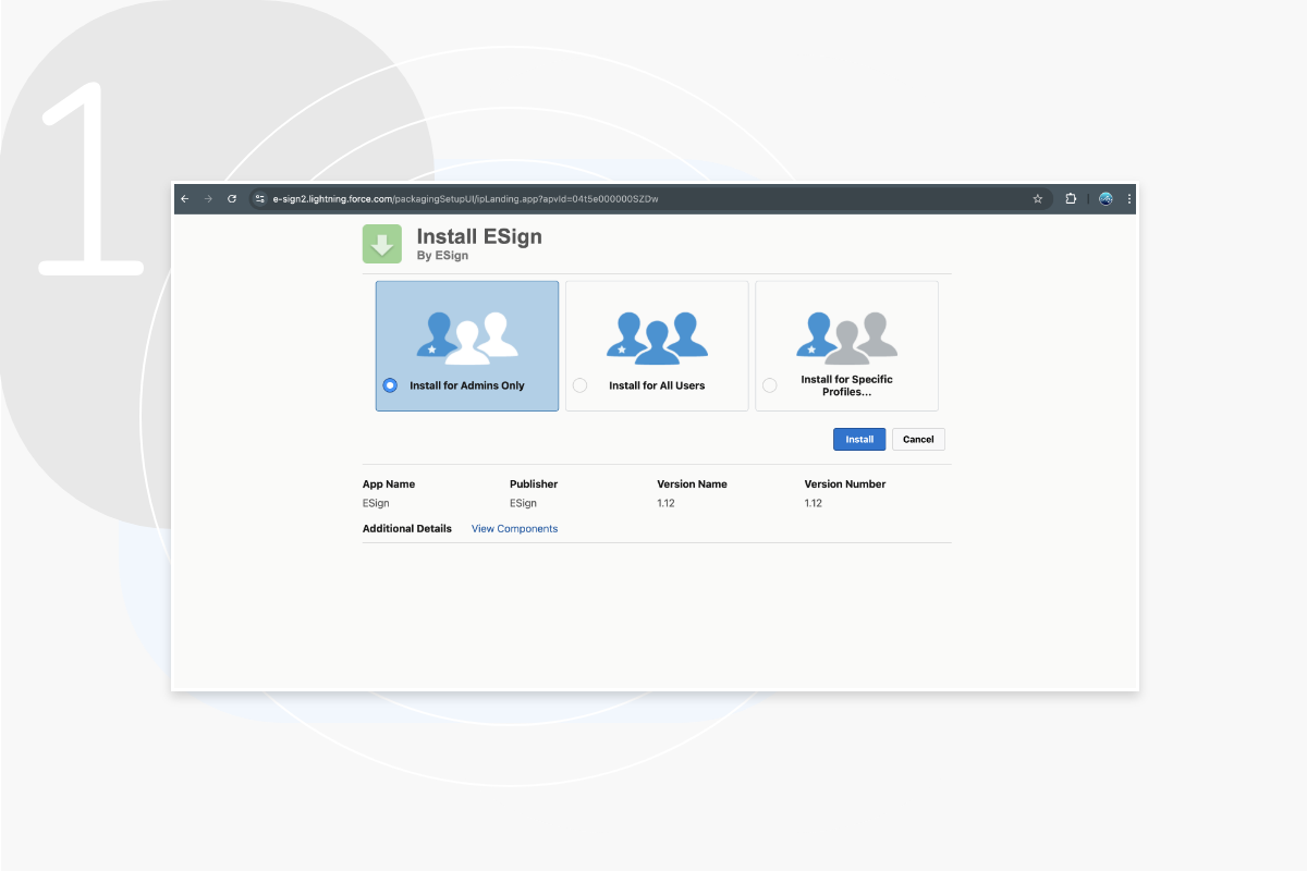 Install eSign Salesforce Step 1
