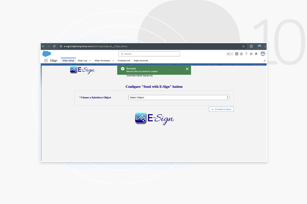 Install eSign Salesforce Step 10