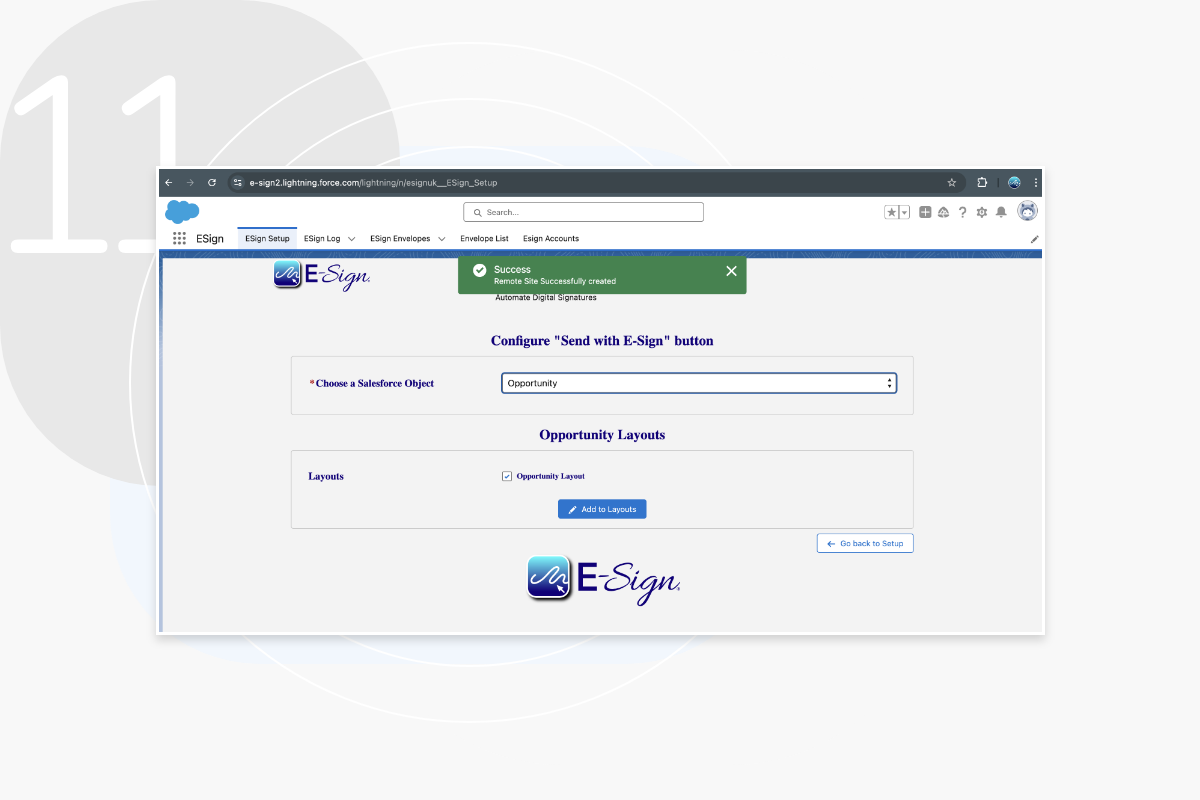 Install eSign Salesforce Step 11