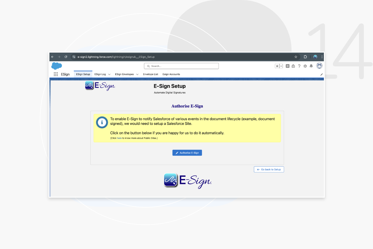 Install eSign Salesforce Step 14