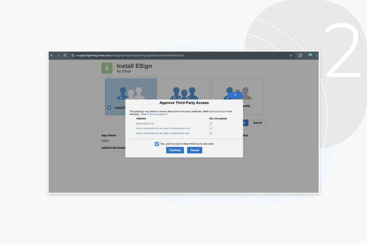 Install eSign Salesforce Step 2