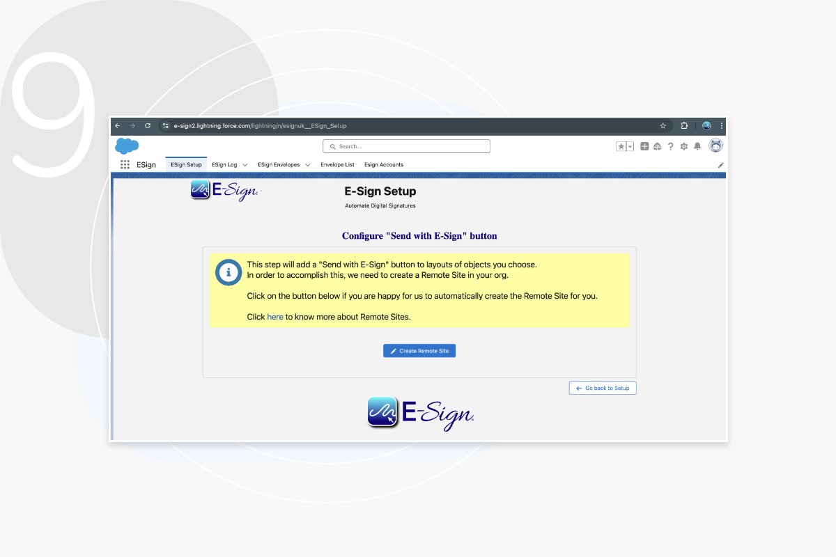 Install eSign Salesforce Step 9